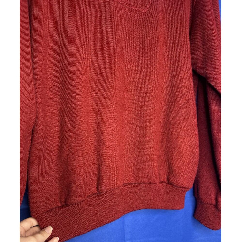 Vintage Coleman Mens Red Knit Henley Pullover Sweater Sz L Pockets 1990s Classic - Picture 4 of 8